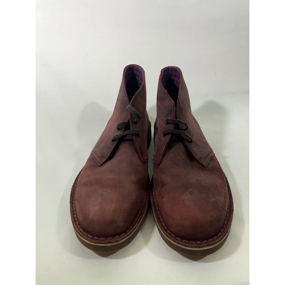 Clarks Desert Ankle Boots Burgundy Suede Chukka Dress Causal Classic Men Sz 10.5